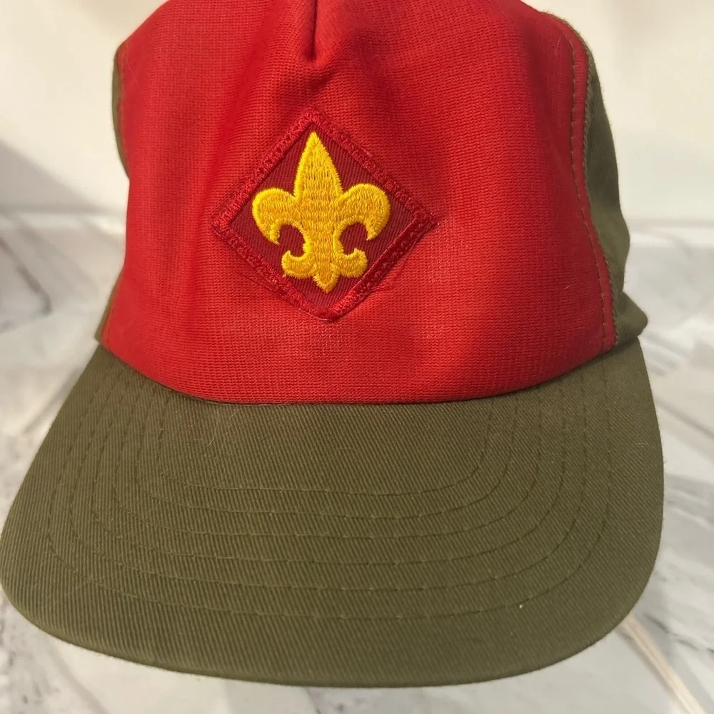 Vintage 1980s–90s Boy Scouts of America BSA Snapback Hat Red Green